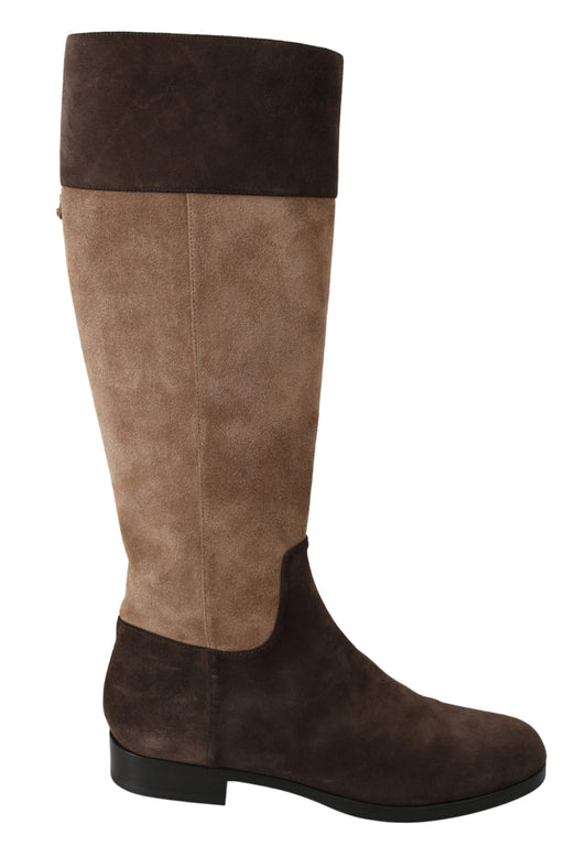 Chic Leather Knee-High Boots in Brown