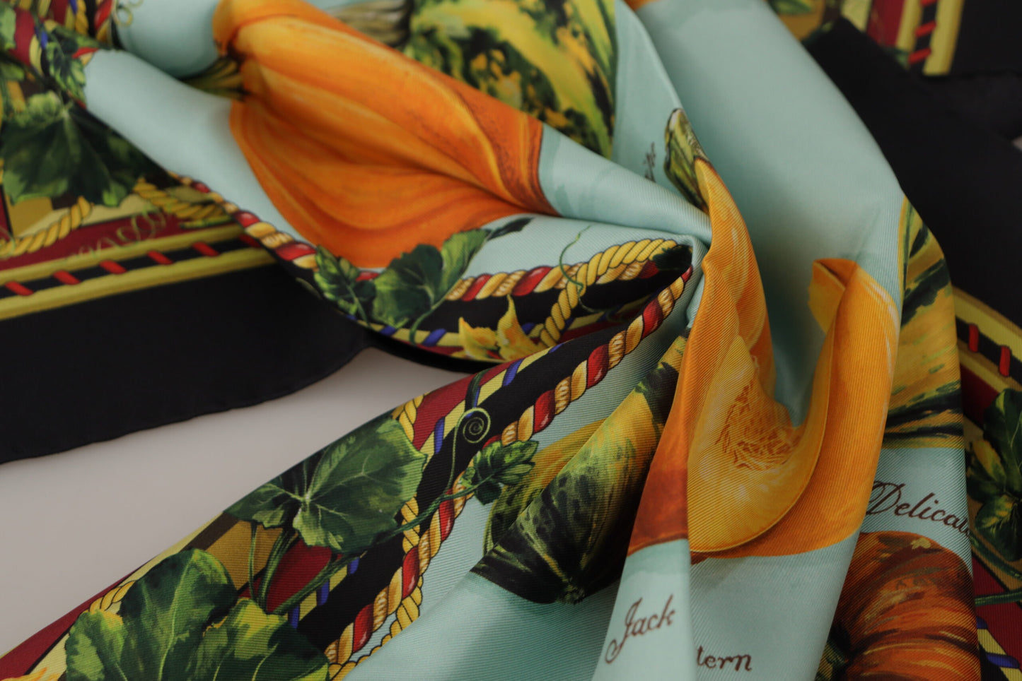 Elegant Silk Square Scarf with Vegetable Print