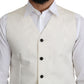 Elegant Off-White Silk Formal Vest