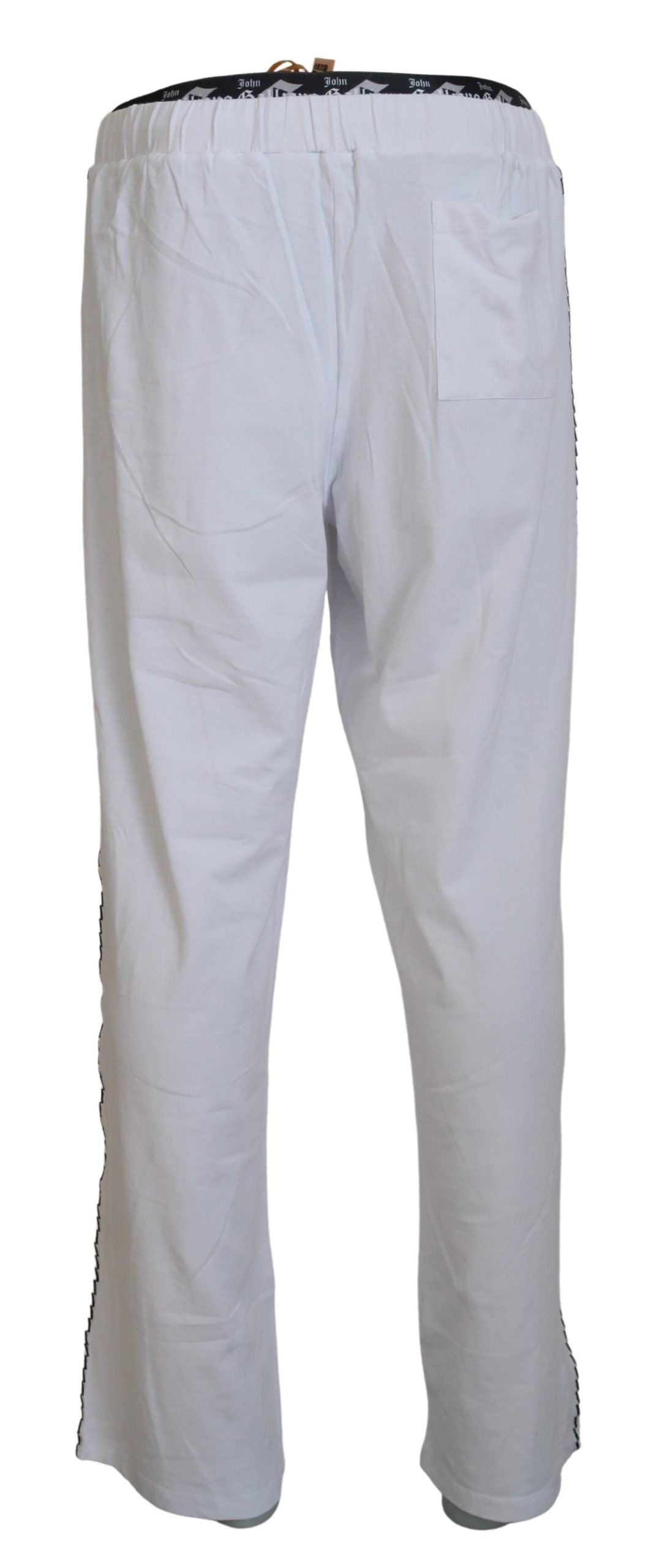 White Cotton Logo Loose Men Pants