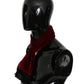Silk Blend Red Velvet Scarf with Fringes