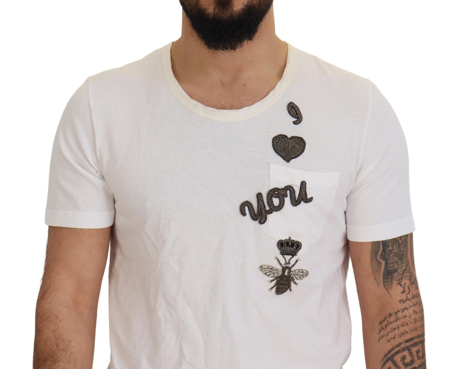 White Cotton Logo Patch Short Sleeve T-shirt