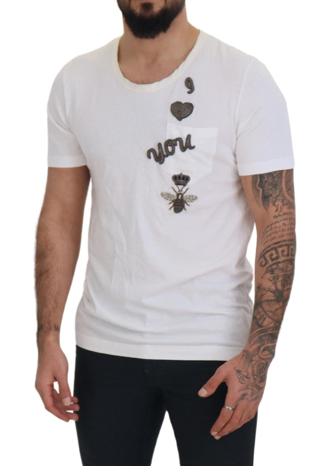 White Cotton Logo Patch Short Sleeve T-shirt