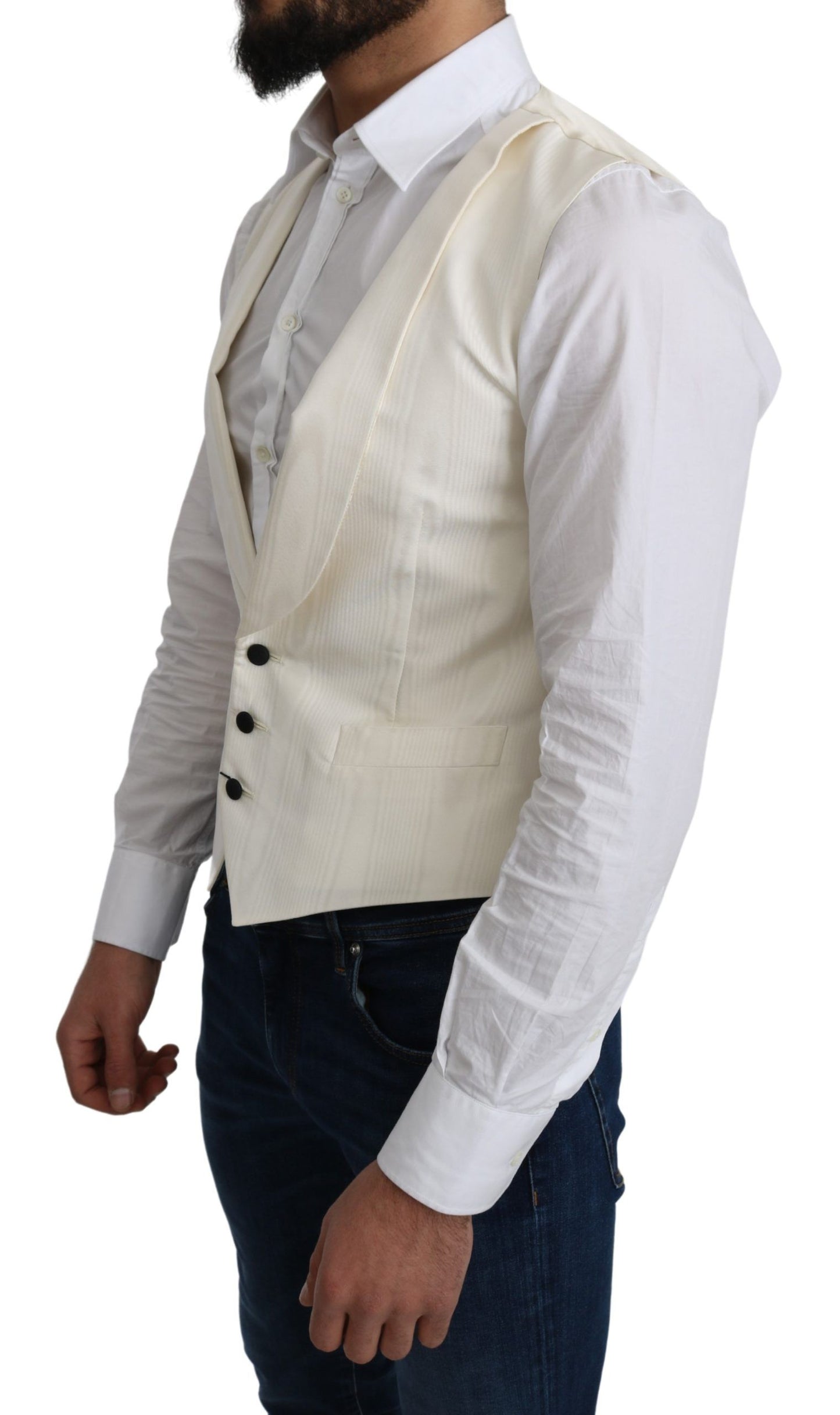 Elegant Silk Formal Vest in Off-White Ivory