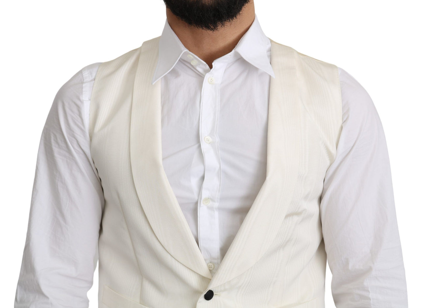 Elegant Silk Formal Vest in Off-White Ivory