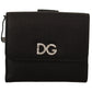 Elegant Black Crystal-Embellished Leather Wallet
