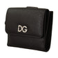 Elegant Black Crystal-Embellished Leather Wallet