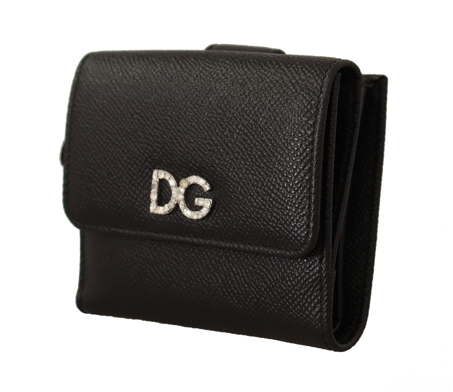 Elegant Black Crystal-Embellished Leather Wallet