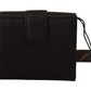 Elegant Black Crystal-Embellished Leather Wallet