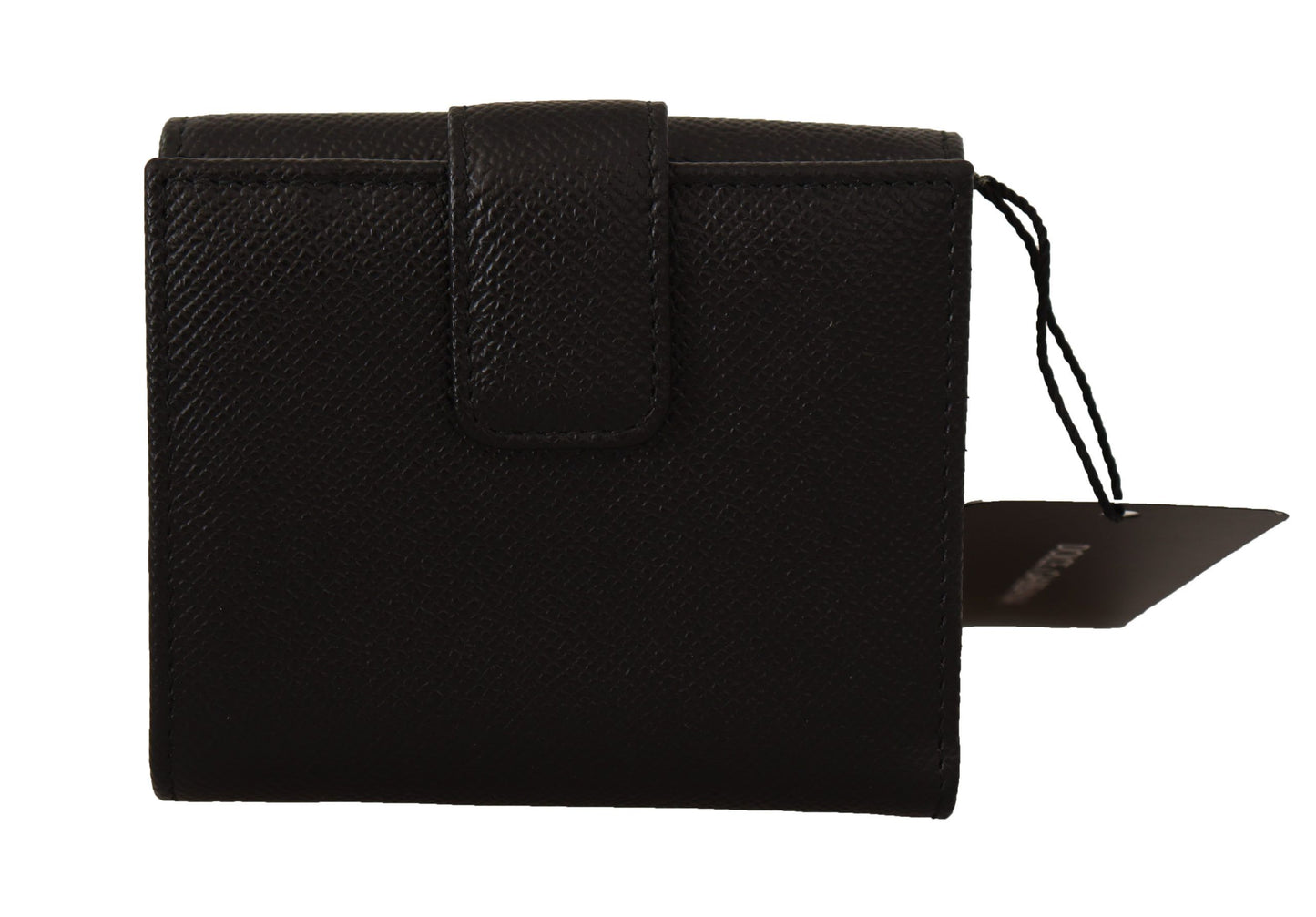 Elegant Black Crystal-Embellished Leather Wallet