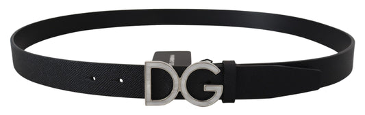 Elegant Black Leather Belt with DG Buckle