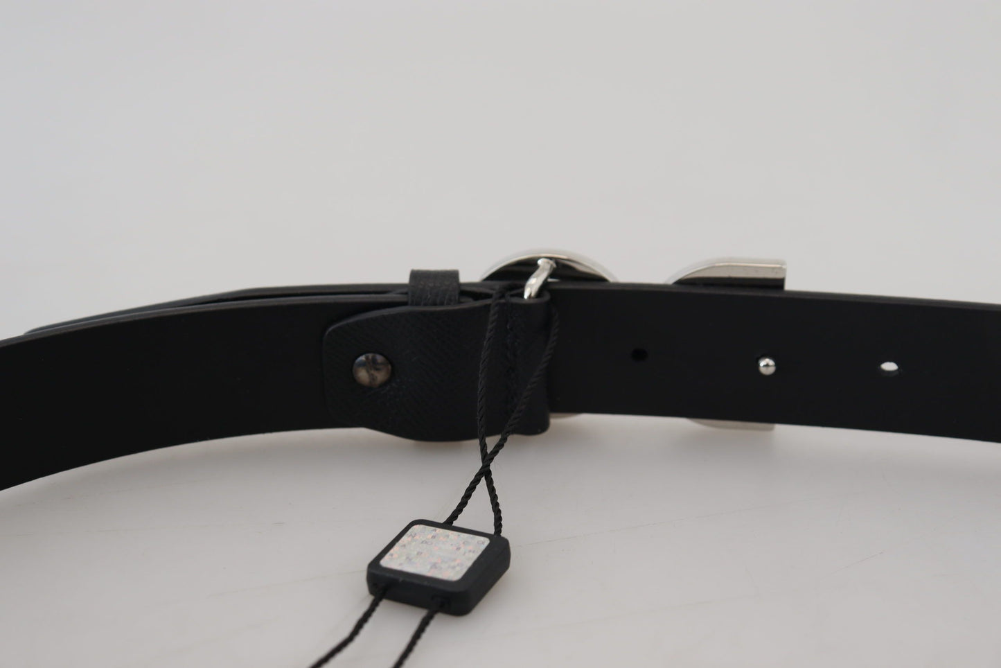 Elegant Black Leather Belt with DG Buckle