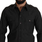Dark Green Cotton Slim Fit Casual Men Shirt