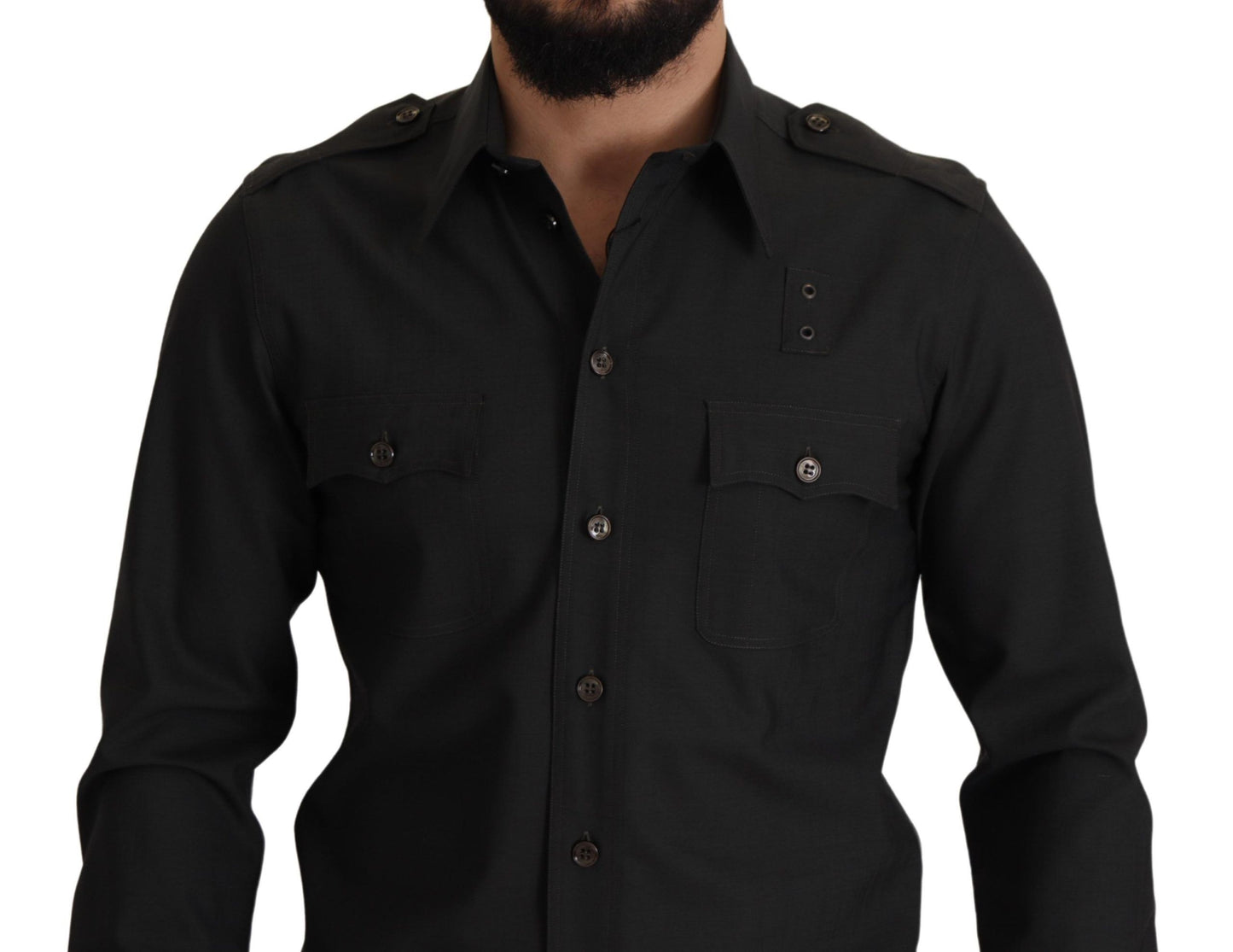 Dark Green Cotton Slim Fit Casual Men Shirt