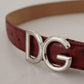 Bordeaux Leather Silver Logo Metal Buckle