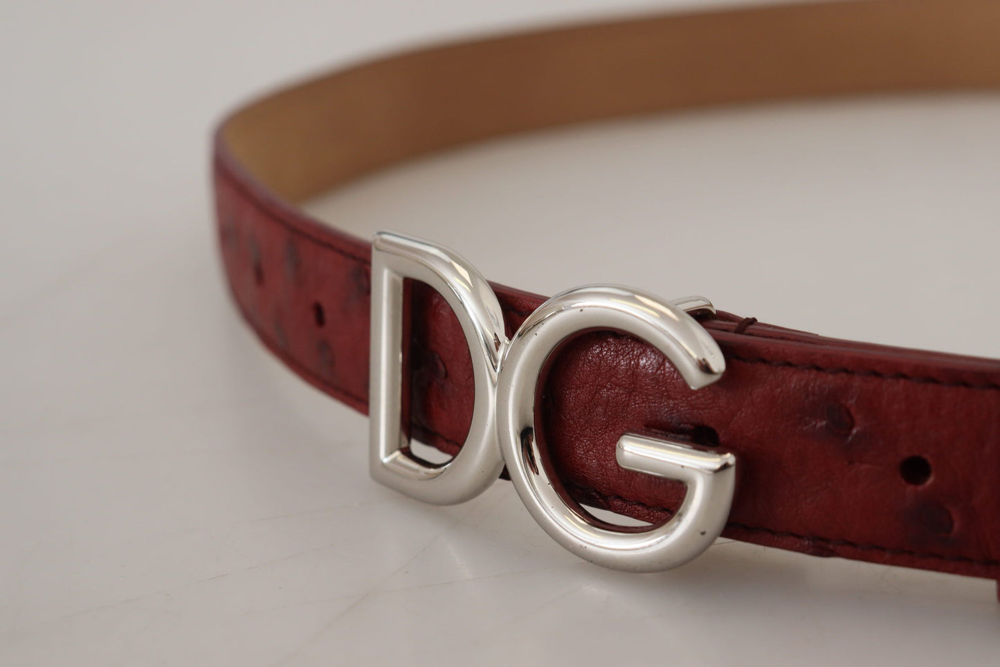 Bordeaux Leather Silver Logo Metal Buckle