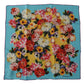 Elegant Multicolor Floral Silk Scarf