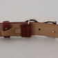Bordeaux Leather Silver Logo Metal Buckle