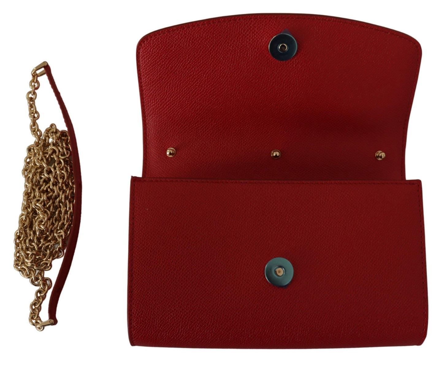 Elegant Red Leather Shoulder Bag with Gold Details