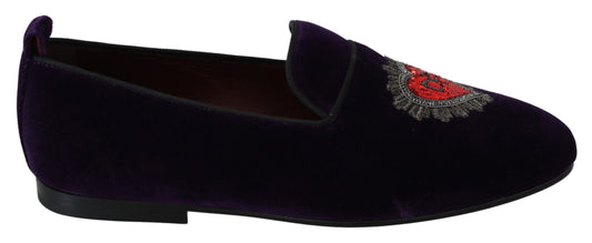 Enchanted Heart Embroidered Velvet Loafers