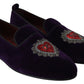 Enchanted Heart Embroidered Velvet Loafers