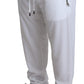 White Polyester Logo Patch Sweatpants Pants