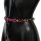 Elegant Pink Leather Crystal Belt