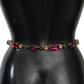 Elegant Pink Leather Crystal Belt