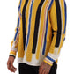 Elegant Yellow Striped Henley Shirt