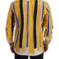 Elegant Yellow Striped Henley Shirt