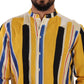 Elegant Yellow Striped Henley Shirt