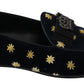 Blue Velvet Crown Slippers Loafers Shoes