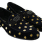 Blue Velvet Crown Slippers Loafers Shoes