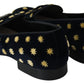Blue Velvet Crown Slippers Loafers Shoes