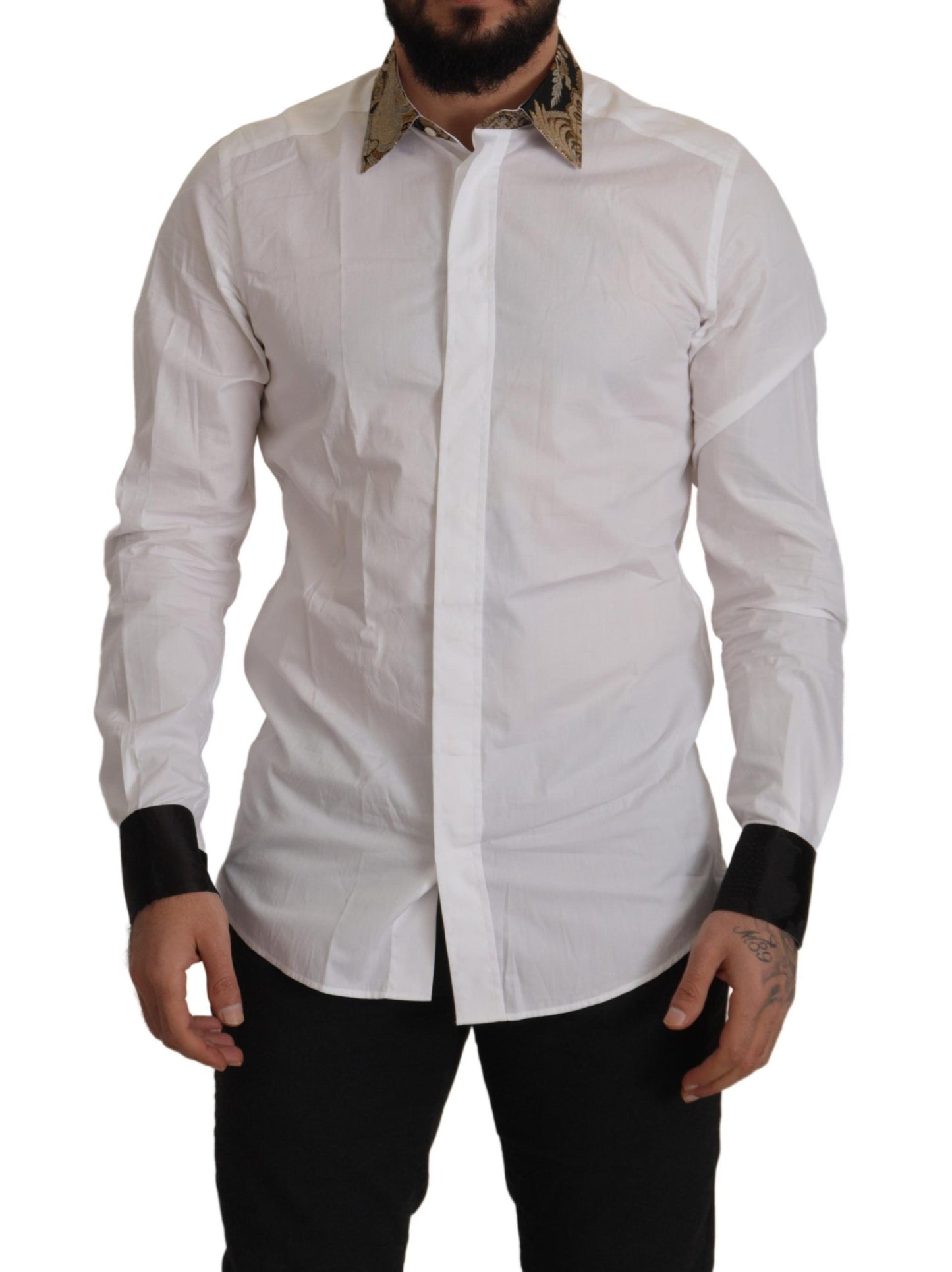 Elegant White Slim Fit Dress Shirt