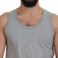 Gray Sleeveless Logo Print Underwear T-shirt