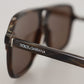 Elegant Unisex Brown Acetate Sunglasses