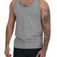 Gray Sleeveless Logo Print Underwear T-shirt