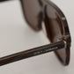 Elegant Unisex Brown Acetate Sunglasses