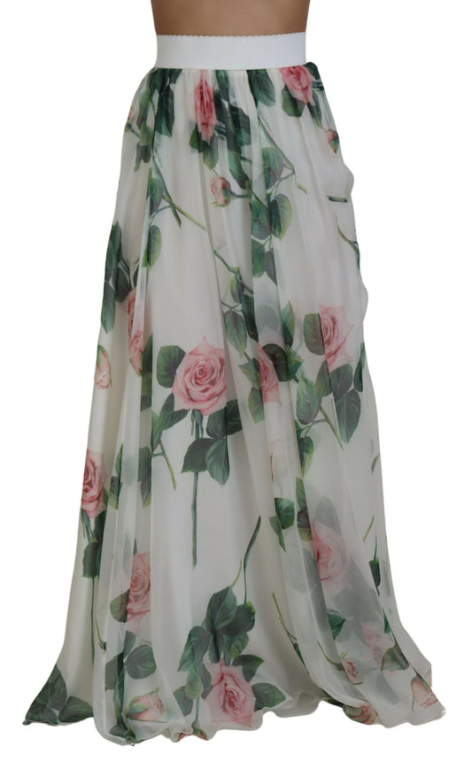 Elegant High-Waist Silk A-Line Skirt