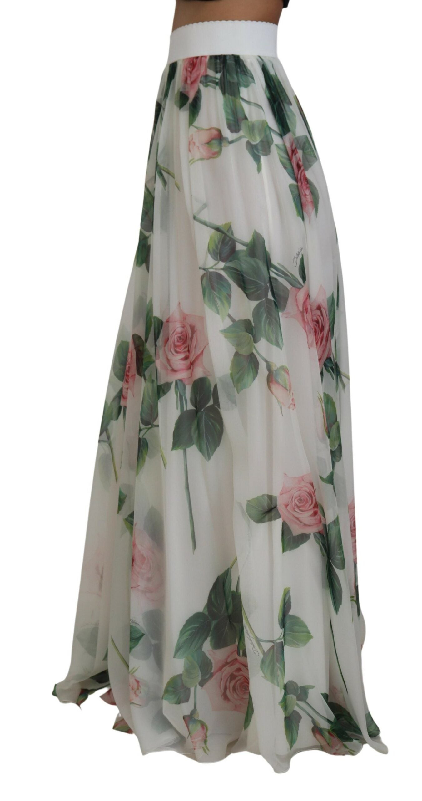 Elegant High-Waist Silk A-Line Skirt