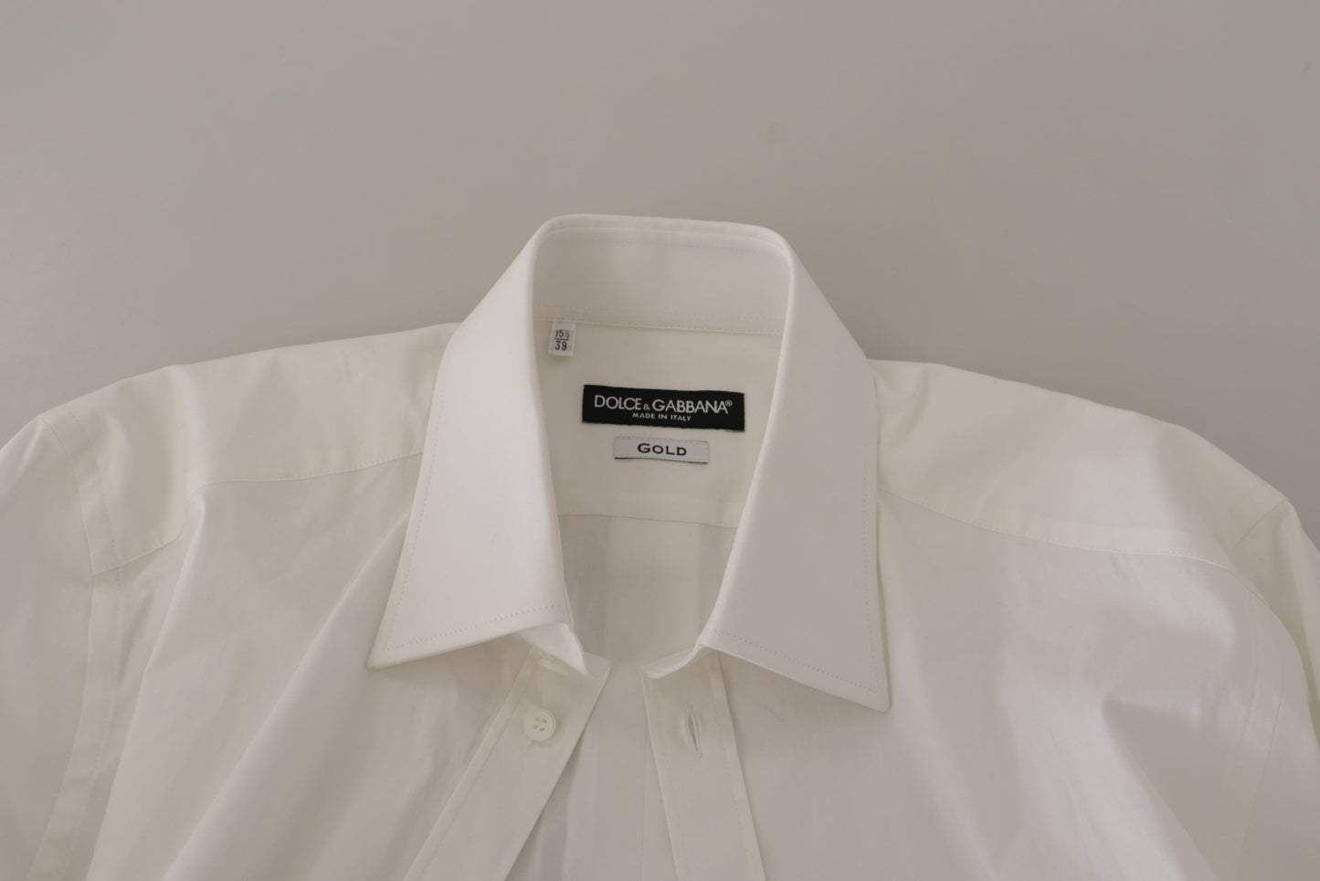 Elegant White Slim Fit Gold Dress Shirt