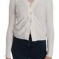 White V-neck Long Sleeve Cropped Cardigan Tops Sweater