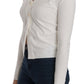 White V-neck Long Sleeve Cropped Cardigan Tops Sweater