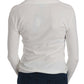 White V-neck Long Sleeve Cropped Cardigan Tops Sweater