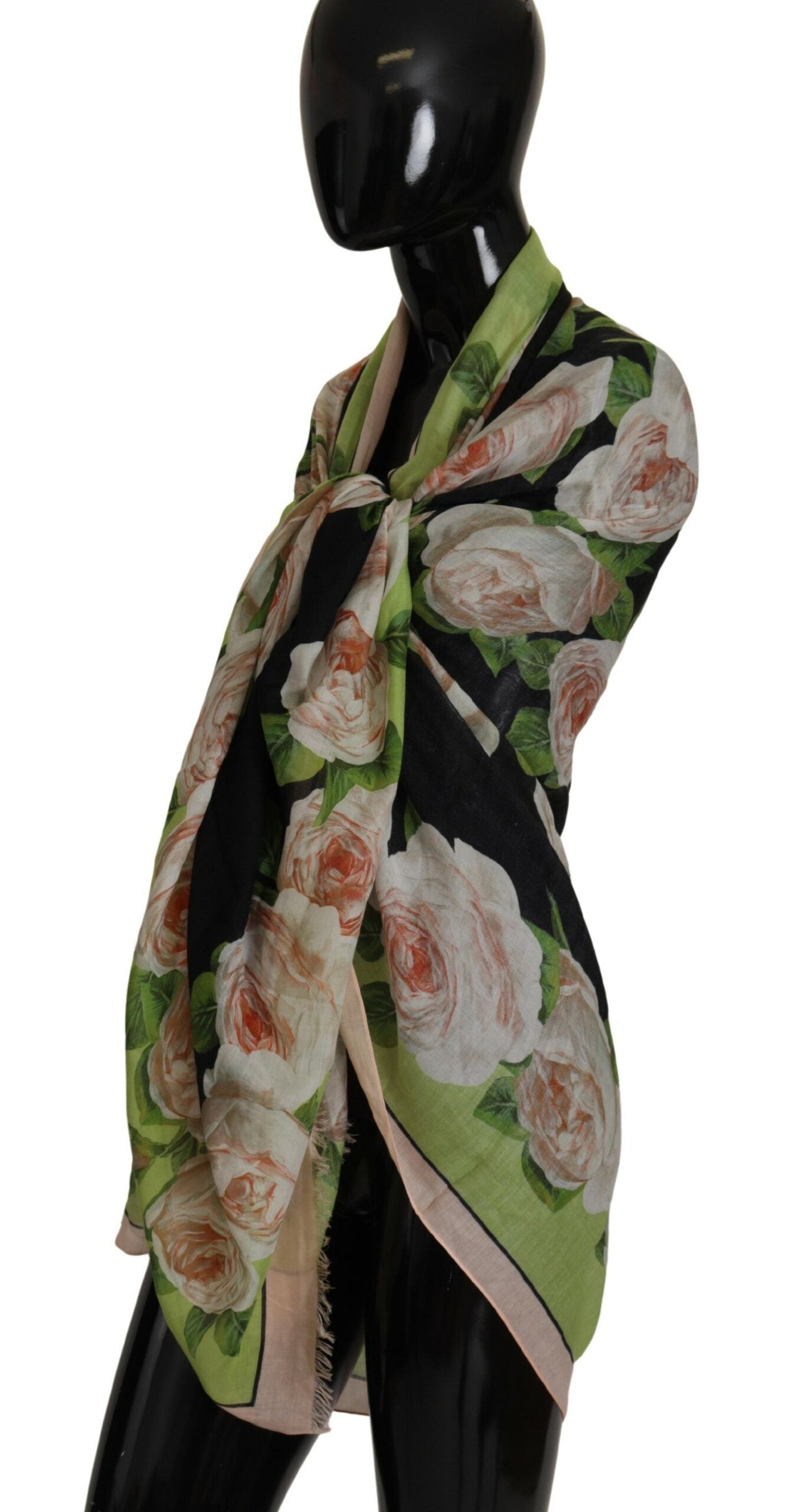 Elegant Floral Print Silk Blend Scarf