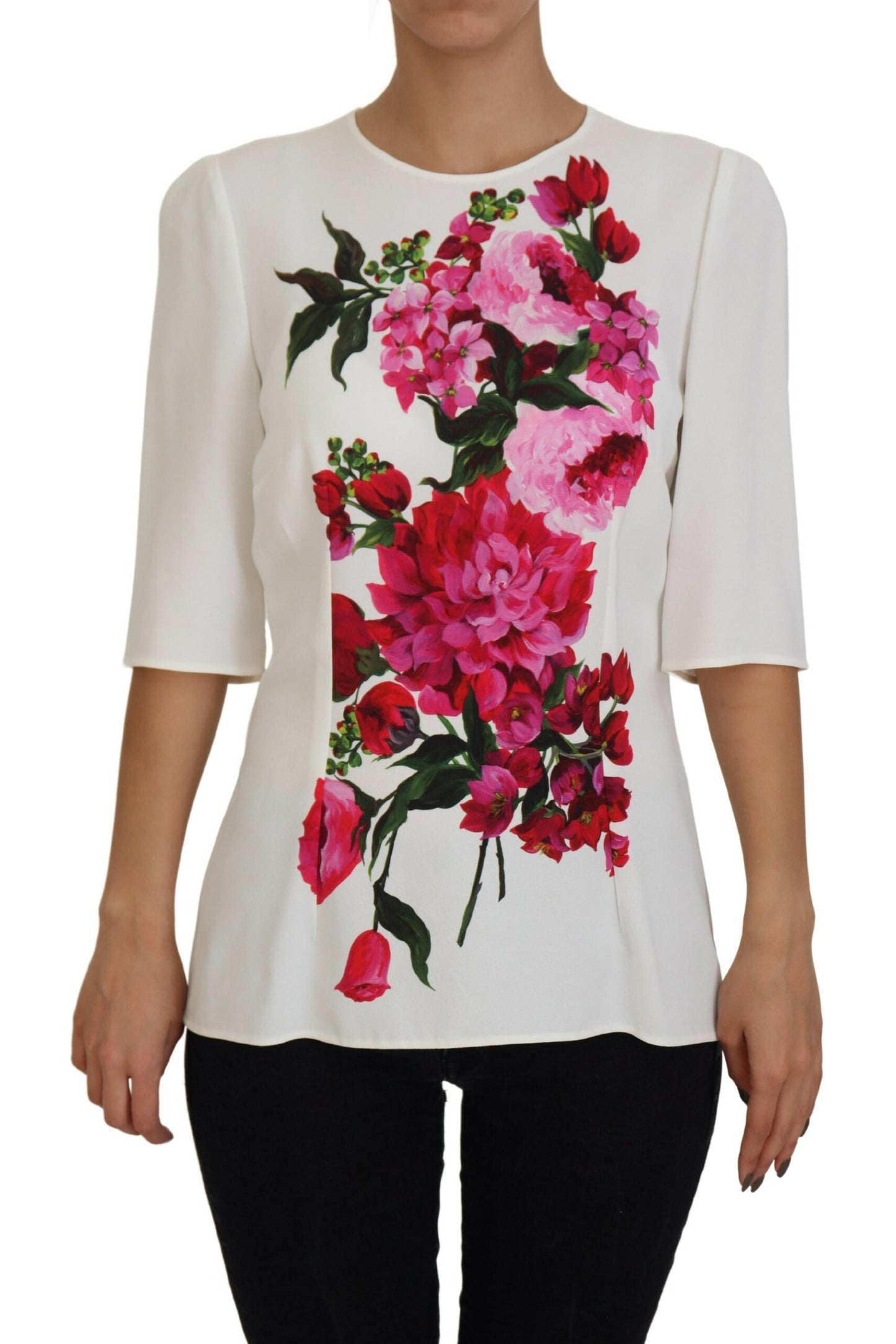 Elegant Floral Print Viscose Top Blouse