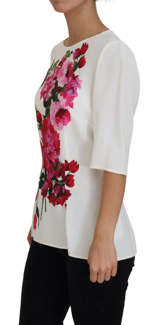 Elegant Floral Print Viscose Top Blouse