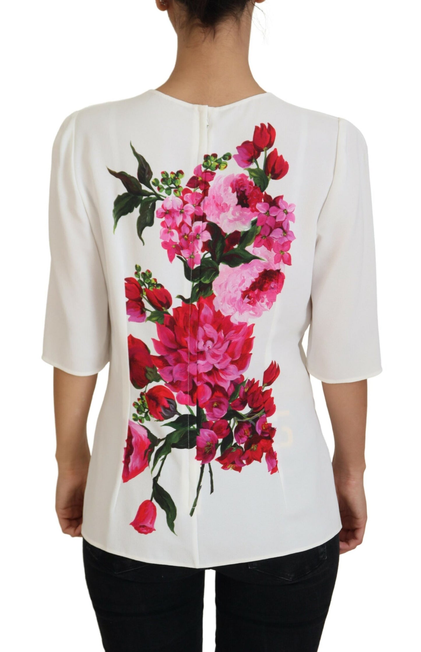 Elegant Floral Print Viscose Top Blouse