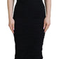 Black Sheath Midi Bodycon Lace Silk Dress